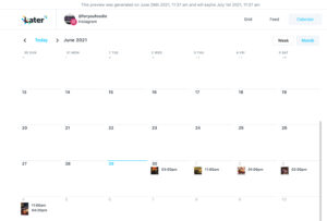 Visuele weergave van contentkalender in Later