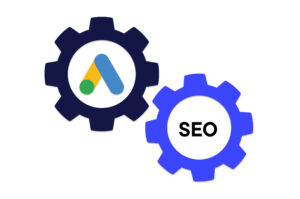 Twee tandwielen met Google Ads en SEO